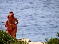 Our hunter is walking along the quay and spying many bimbos wearing some hot bikini panties.